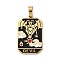 Ion Plating(IP) 304 Stainless Steel Enamel Pendants, Real 18K Gold Plated, Tarot Charm, Devil, 32x19.5x2mm, Hole: 7.5x4mm