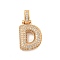 Brass Micro Pave Clear Cubic Zirconia Pendants, Cadmium Free & Nickel Free & Lead Free, Real 18K Gold Plated, Letter D, 31x16.5x5mm, Hole: 3x6mm