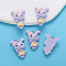 Resin Pendants, Rabbit, with Platinum Tone Loop, Lilac, 26.5x19.5mm