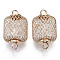 Eco-Friendly Iron Links Connectors, with Crystal Rhinestone inside, Cadmium Free & Nickel Free & Lead Free, Lantern, Light Gold, 40x24~25mm, Hole: 4.5mm