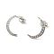 Moon Rack Plating Brass Micro Pave Cubic Zirconia Stud Earrings for Women, Long-Lasting Plated, Lead Free & Cadmium Free, Platinum, 15x9.5mm