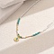 Bohemian Style Brass & Glass Seed Beaded Fish Pendant Necklace for Women Vacation Party, Golden, Turquoise, 13.98 inch(35.5cm)