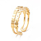Crystal Rhinestone Donut Open Cuff Ring, Ion Plating(IP) 304 Stainless Steel Jewelry for Women, Real 18K Gold Plated, Inner Diameter: 17mm