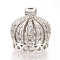 Brass Micro Pave Cubic Zirconia Beads, Cadmium Free & Lead Free, Crown, Platinum, 14x13.5mm, Hole: 1mm