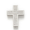 Brass Micro Pave Cubic Zirconia Pendants, Cadmium Free & Lead Free, Multi-strand Links, Cross, Clear, Platinum, 23x17x3mm, Hole: 3x1mm