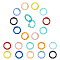 20Pcs 10 Colors Zinc Alloy Spring Gate Rings, Round Ring with Polka Dot, Mixed Color, 24.5x3.5~5mm, 2pcs/color