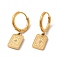 Crystal Rhinestone Rectangle with Star Dangle Hoop Earrings, PVD Vacuum Plating 304 Stainless Steel Jewelry for Women, Golden, 27.5mm, Pin: 0.9mm