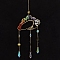 Natural Mixed Stone Copper Wire Wrapped Cloud with Tree of Life Hanging Ornaments, Teardrop Glass Tassel Suncatchers for Home Outdoor Decoration, 500x140mm