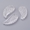 Natural Quartz Crystal Pendants, Rock Crystal Pendants, Wing, 34~35x16~18x6.5~7.5mm, Hole: 1mm