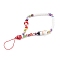 Handmade Lampwork Beaded Mobile Straps for Christmas, Millefiori Glass, with Polymer Clay Heishi Beads, Father Christmas, Snowman, Red, 19.5cm