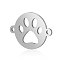 Tarnish Resistant 201 Stainless Steel Links Connectors, Flat Round with Dog Paw Print, Stainless Steel Color, 12x15.5x0.8mm, Hole: 0.8mm