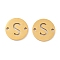 PVD Vacuum Plating 201 Stainless Steel Hollow Flat Round Links, Letter Connector Charms, Real 18K Gold Plated, Letter S, 12x1mm, Hole: 1.2mm