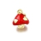 Brass Enamel Charms, with Jump Ring, Mushroom Charm, Long-Lasting Plated, Lead Free & Cadmium Free, Real 18K Gold Plated, Rack Plating, Red, 11x9.5x7mm, Hole: 3mm