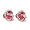 Rack Plating Brass Micro Pave Cubic Zirconia Stud Earrings, Long-lasting Plated, Flower, Platinum, Red, 13x12mm