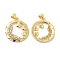 Brass Micro Pave Clear Cubic Zirconia Pendants, Cadmium Free & Lead Free, Ring with Heart Charms, Real 16K Gold Plated, 23x21x3.5mm, Hole: 4x3.5mm