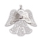 Brass Rhinestone Pendants, Filigree Charms, Platinum, Angel & Fairy, 49.5x48x3mm, Hole: 6x3mm