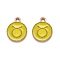 Alloy Enamel Pendants, Flat Round with Constellation/Zodiac Sign, Golden, Taurus, 15x12x2mm, Hole: 1.5mm