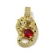 Rack Plating Brass Micro Pave Cubic Zirconia Pendants, with Glass, Long-Lasting Plated, Cadmium Free & Lead Free, Leopard, Real 18K Gold Plated, 28.5x15x5mm, Hole: 5x3mm