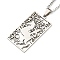 Non-Tarnish 304 Stainless Steel Pendant Necklaces, with Curb Chain, Rectangle with Tarot, Stainless Steel Color, 23.35~23.50 inch(59.3~59.7cm)