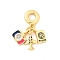 Brass Pave Clear Cubic Zirconia European Dangle Charms, Cadmium Free & Lead Free, Camera Plane Large Hole Charms with Colorful Enamel, Real 18K Gold Plated, Airplane, 27mm, Hole: 4.5mm
