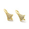 Brass Micro Pave Clear Cubic Zirconia Earring Hooks, Ear Wire, with Loops, Cadmium Free & Lead Free, Fan, Real 18K Gold Plated, 16.5x8.5mm, Hole: 1.2mm, Pin: 1.2mm, 17 Gauge