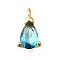 Brass Micro Pave Cubic Zirconia Pendants, Cadmium Free & Nickel Free & Lead Free, Teardrop Charms, Real 18K Gold Plated, Deep Sky Blue, 9.5x5x4mm, Hole: 1.4mm