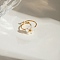 304 Stainless Steel Shell Ring, Flower, Real 18K Gold Plated, 11.5x12mm