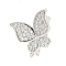 Rack Plating Brass Micro Pave Clear Cubic Zirconia Twister Clasps, Long-Lasting Plated, Lead Free & Cadmium Free, Butterfly, Platinum, 18x17x8mm, Hole: 1.2mm
