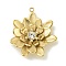 304 Stainless Steel Pendants, with Crystal Rhinestone, Flower Charm, Real 14K Gold Plated, 25.5x23.5x4.5mm, Hole: 1.5mm