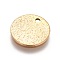 Ion Plating(IP) 304 Stainless Steel Textured Pendants, Flat Round, Golden, 12x1mm, Hole: 1.4mm