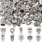 100Pcs 10 Style Tibetan Style Alloy Tube Bails, Loop Bails, Flower & Heart & Leaf & Butterfly & Column, Antique Silver, 7.5~14x5.5~9x4.5~9mm, Hole: 1.4~3mm, 10pcs/style