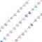 Handmade Glass Beaded Chains, Faceted, Unwelded, with 304 Stainless Steel Chains, Golden, Round, Colorful, 3x2.5mm