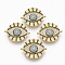Brass Micro Pave Cubic Zirconia Links connectors, Flat Round with Evil Eye, Colorful, Golden, 18x22.5x3.5mm, Hole: 1.2mm