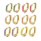 Rack Plating Square Brass Hoop Earrings, with Enamel, Long-Lasting Plated, Lead Free & Cadmium Free, Real 18K Gold Plated, Mixed Color, 24.5x24.5x4mm