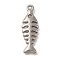 Anti-Tarnish 304 Stainless Steel Pendants, Fishbone Charm, Stainless Steel Color, 26.5x9x2mm, Hole: 1.6mm