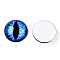 Glass Cabochons, Half Round with Evil Eye, Vertical Pupil, Royal Blue, 20x6.5mm