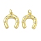 Brass Micro Pave Cubic Zirconia Pendants, Cadmium Free & Nickel Free & Lead Free, Horseshoes Charms, with Jump Ring, Real 18K Gold Plated, 18x15.5x2.5mm, Hole: 3.5mm