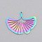 304 Stainless Steel Pendants, Laser Cut, Ginkgo Leaf, Rainbow Color, 23x30.5x1mm, Hole: 1.6mm