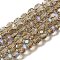 Electroplate Transparent Glass Beads Strands, Faceted, Round, Rainbow Plated, Dark Khaki, 6mm, Hole: 1mm, about 98~100pcs/strand, 20.39~20.59 inch(51.8~52.3cm)
