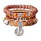 5Pcs 5 Style Wood & Glass Seed & Acrylic Beaded Stretch Bracelets Set with Baseball, Bohemian Stackable Bracelets with Alloy Wings & Pairs Charm for Women, Coffee, 7-1/8 inch(18cm), 1Pc/style