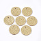 Eco-Friendly Cowhide Pendants, Flat Round, Light Khaki, 15.5x1.5mm, Hole: 1.6mm