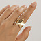 Star Alloy Cuff Rings, for Women, Light Gold, Inner Diameter: 17mm