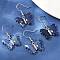 Natural Lapis Lazuli Brass Dangle Earrings, Rack Plating, Lead Free & Cadmium Free, Platinum, Butterfly, 31x20.5mm