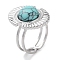 Ion Plating(IP) 304 Stainless Steel Ring, Adjustable Synthetic Turquoise Rings, Oval, 17x22mm, Inner Diameter: Adjustable