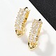 Серьги-кольца из латуни с микропаве и прозрачным кубическим цирконием в форме сердца EJEW-S275-04G-2