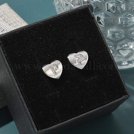 Серьги-гвоздики из латуни с микропаве из прозрачного кубического циркония EJEW-K299-01P-P-1