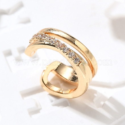 Серьги-каффы из латуни с прозрачным кубическим цирконием EJEW-Q025-04G-1