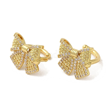 Серьги-каффы из латуни с микропаве из кубического циркония EJEW-R162-22G-1