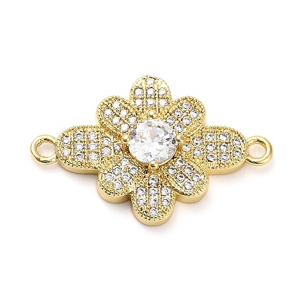 Подвески-цветочки из латуни с прозрачным кубическим цирконием KK-L229-063G-1