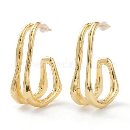 Серьги-кольца из латуни EJEW-A056-16G-1